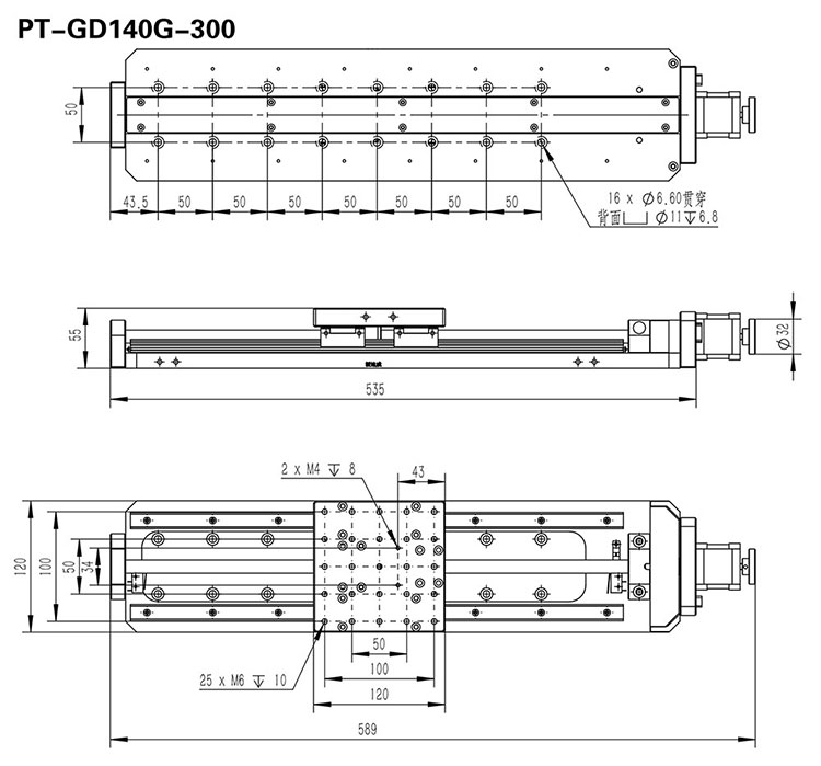 PT-GD140G 高精度電動(dòng)平移臺(tái) X軸位移臺(tái) 位移臺(tái) 平移臺(tái) 平臺(tái) 滑臺(tái)