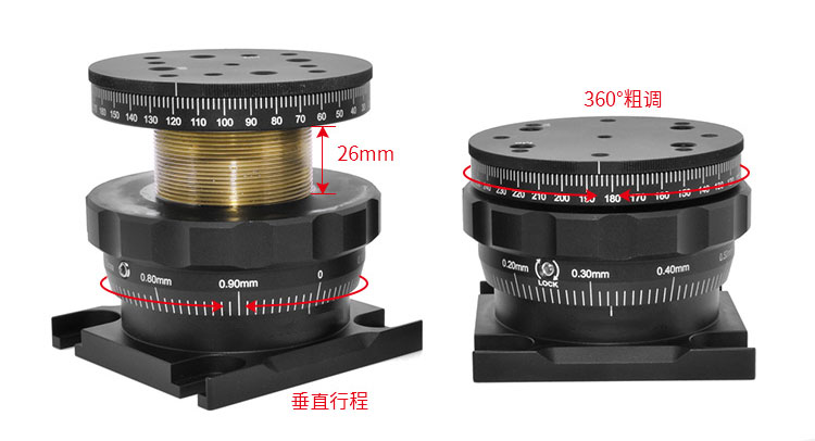 360°手動(dòng)旋轉(zhuǎn)升降臺(tái) 26mm垂直調(diào)整光學(xué)實(shí)驗(yàn)位移臺(tái) PT-SD208